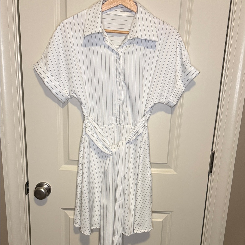 Cupshe White Striped Mini Dress